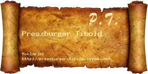 Preszburger Tibold névjegykártya